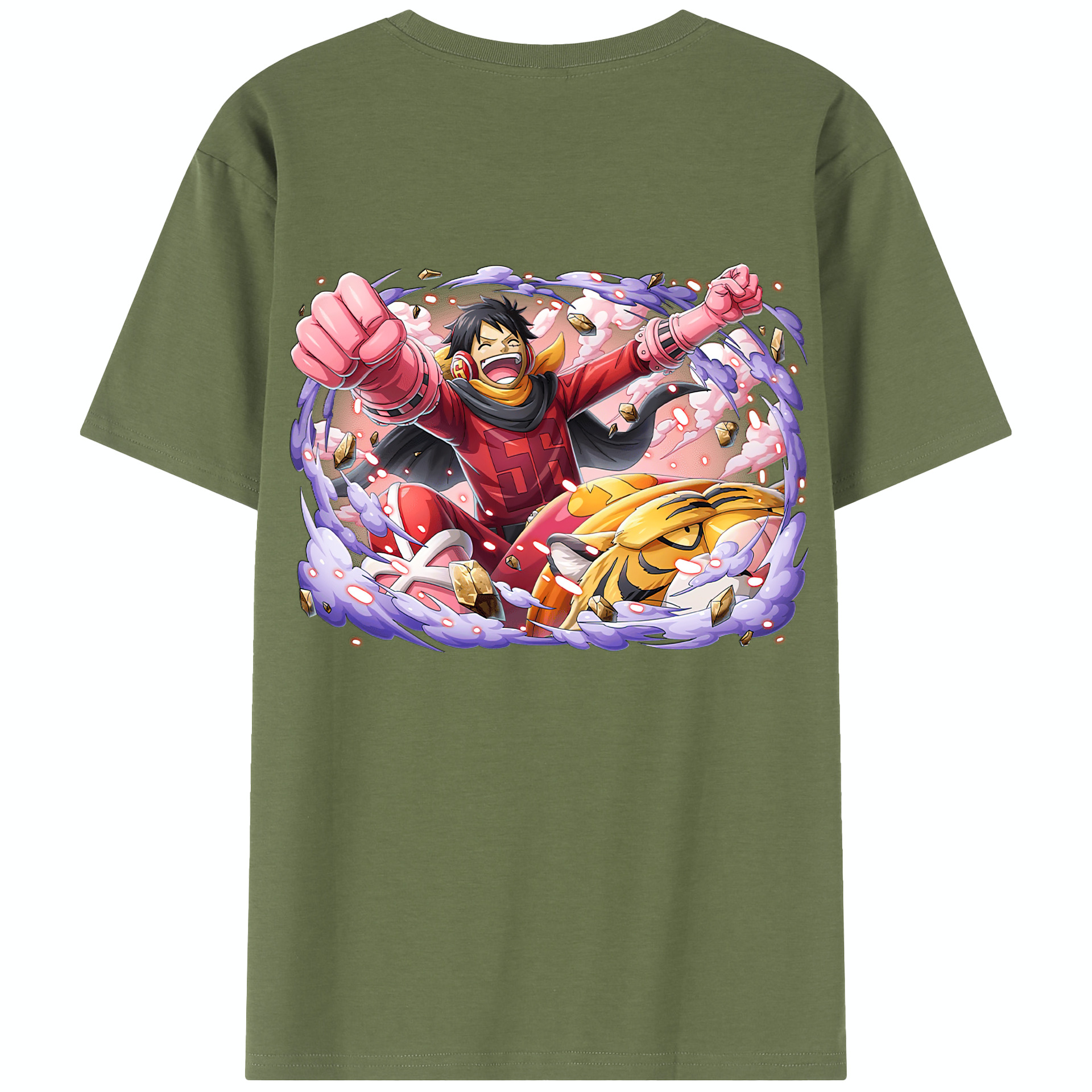 ワンピース モンキー・D・ルフィ ONE PIECE Monkey D. Luffy 綿100％半袖Tシャツ（背面プリント）